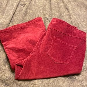 Elastic waist corduroy red flare jeans